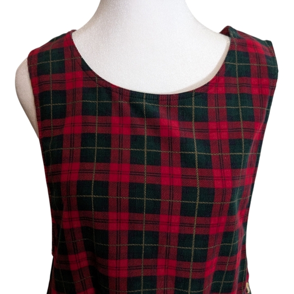 VTG Fads Long Jumper Dress Red Tartan Plaid Bedford Fair Dark Academia Sz 12p - Picture 3 of 9